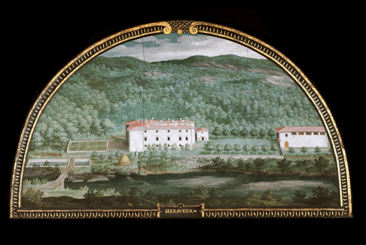 Pohled na Villa di Seravezza poblíž Massa Carrara, Itálie (Tempera od Giusto Utens