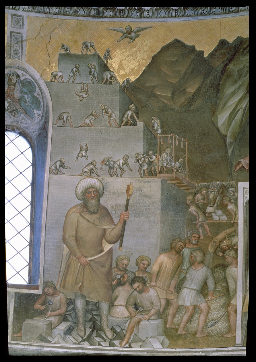 Stavba babylonské věže, 1360-70 od Giusto di Giovanni de Menabuoi