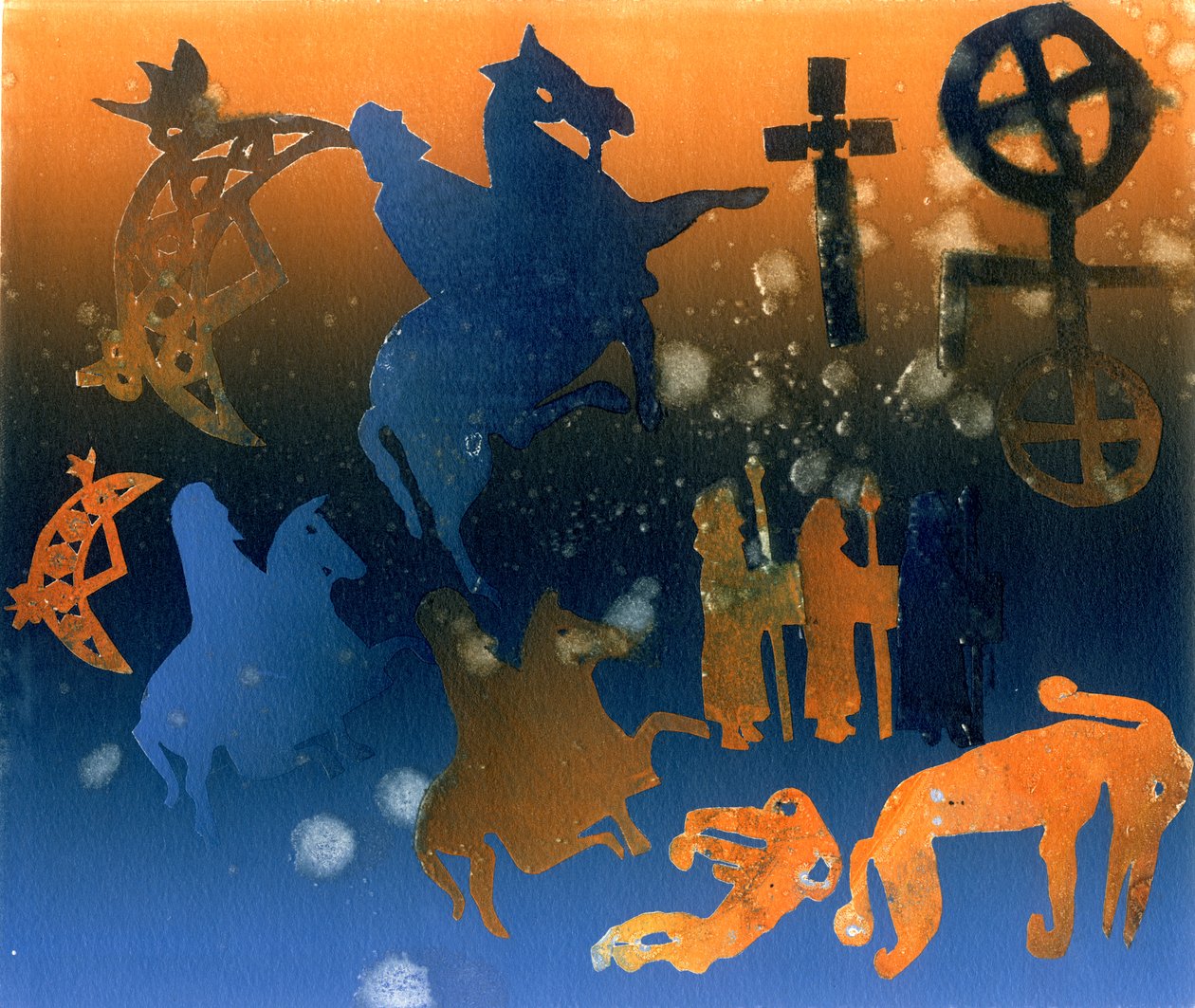 Pictish Ceremony (monotyp) od Gloria Wallington