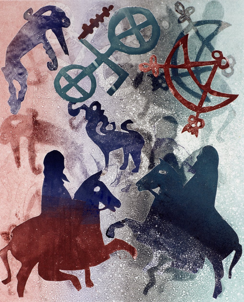 Pictish Riders, 1996 (monotyp) od Gloria Wallington