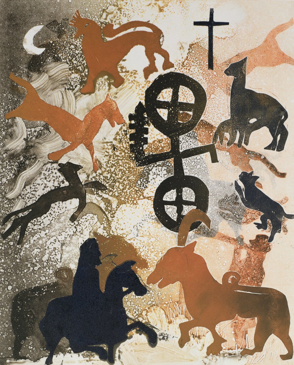 Pictish Symbols of Stone, 1995 (monotyp) od Gloria Wallington