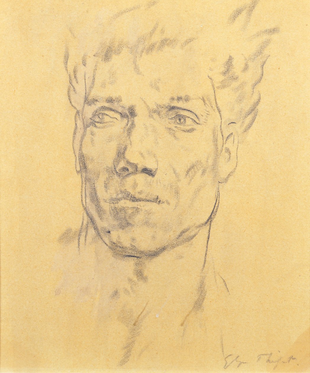 Hlava muže, kolem roku 1920 (uhl na papíře) od Glyn Warren Philpot