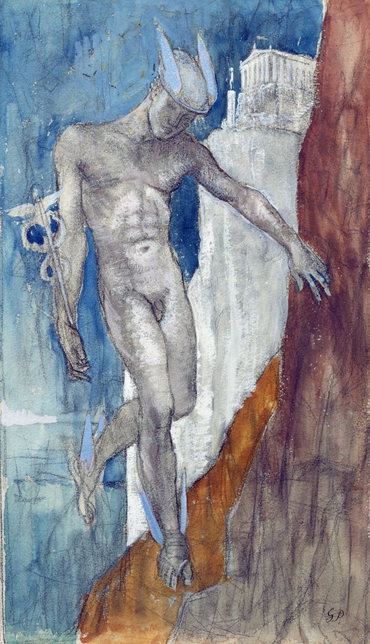 Hermes Descending (tužka a wc) od Glyn Warren Philpot