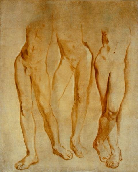 Tři studie mužského aktu (olej na plátně) od Glyn Warren Philpot