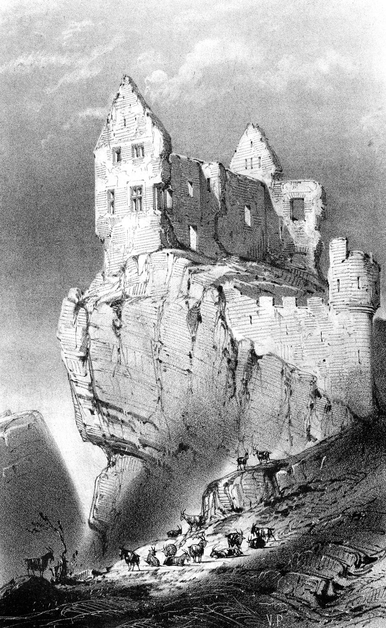 Chateau de Crussol, Saint-Peray, Francie, 19. století. od Godard Q. des Augustins