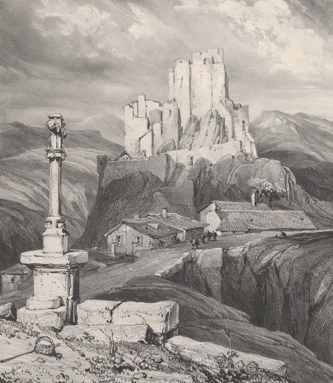 Ruiny Château de Bouzols, poblíž Le Puy en Velay, 1831. od Godefroy Engelmann