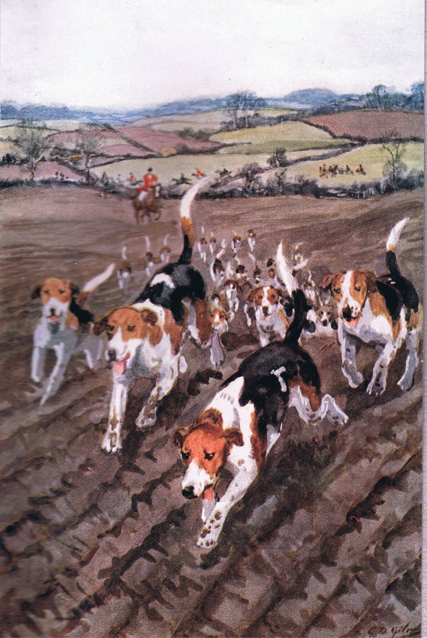 In Utrumque Paratus: V chrastícím dobrém cvalu se psy a koňmi, z Básně Adama Lindsay Gordona vydané T. N. Foulisem, 1912 od Godfrey Douglas Giles