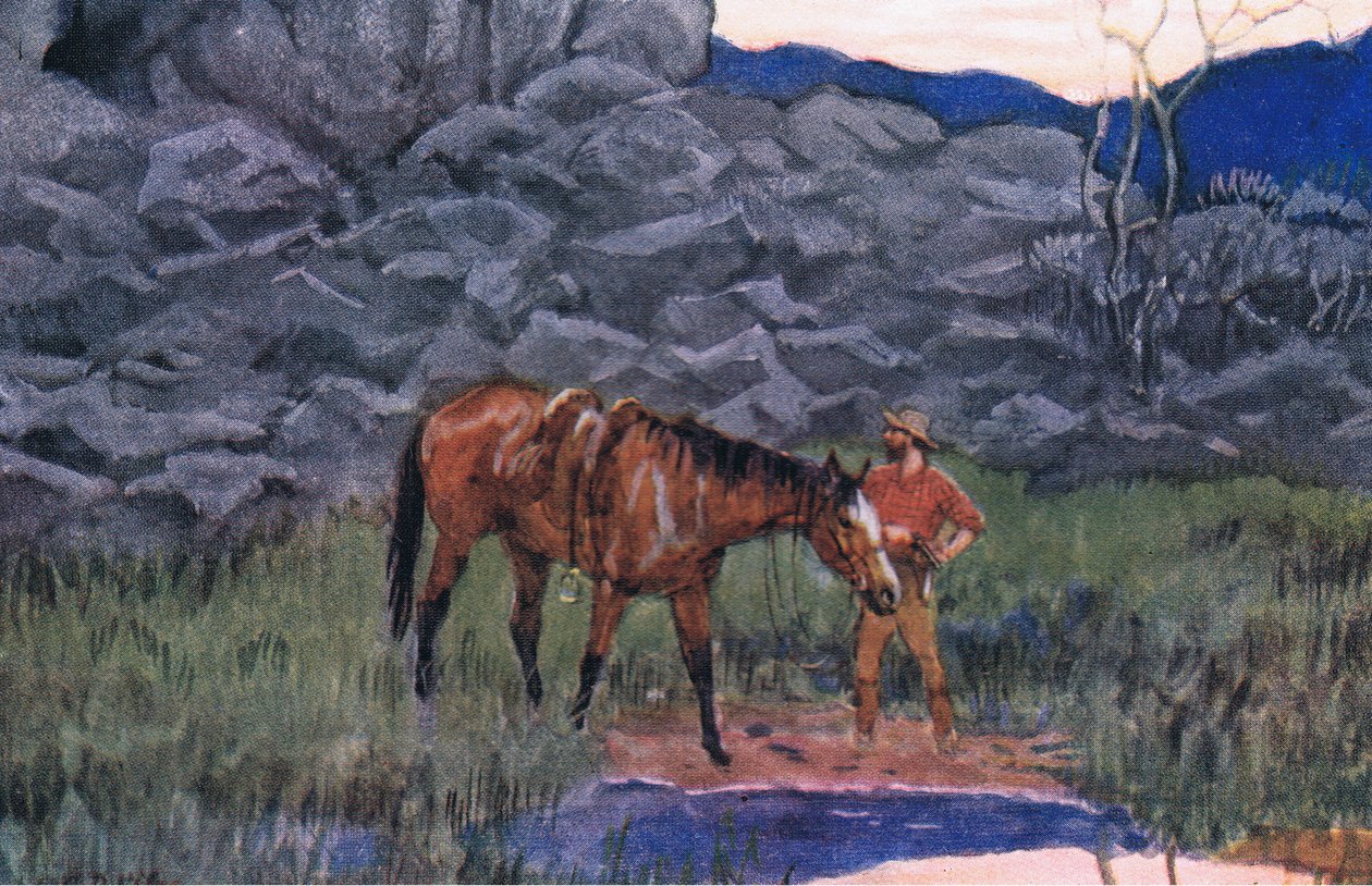 Vlk a honič, z Básně Adama Lindsay Gordona vydané T. N. Foulisem, 1912 od Godfrey Douglas Giles