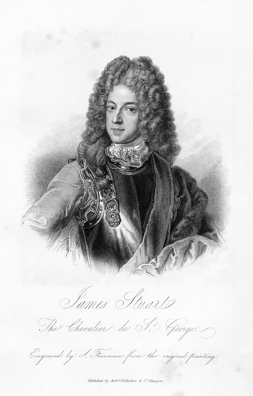 James Stuart, Chevalier de S. George, tisk S. Freeman, kolem roku 1845 od Godfrey Kneller