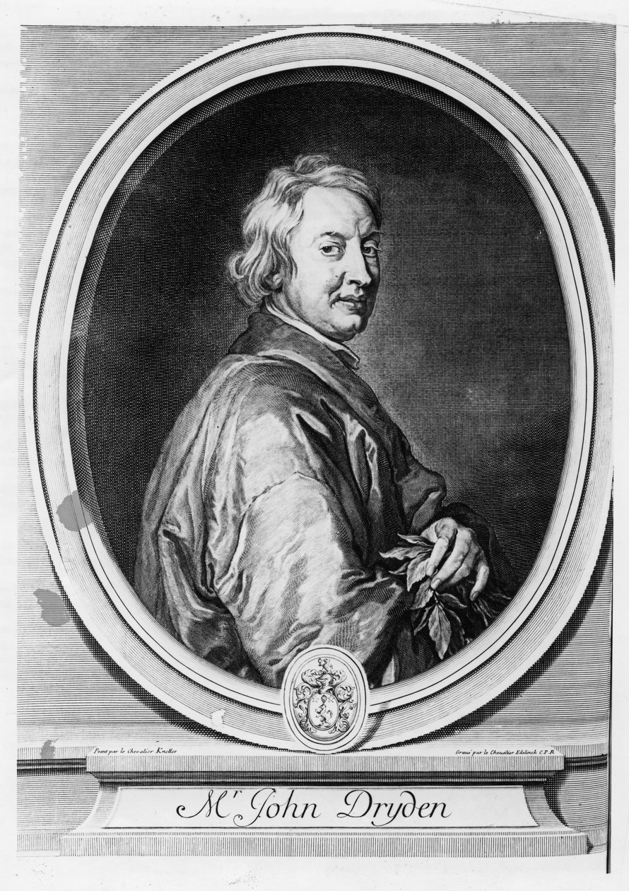 John Dryden (1631-1700) vyryl Gerard Edelinck (1640-1707) od Godfrey Kneller