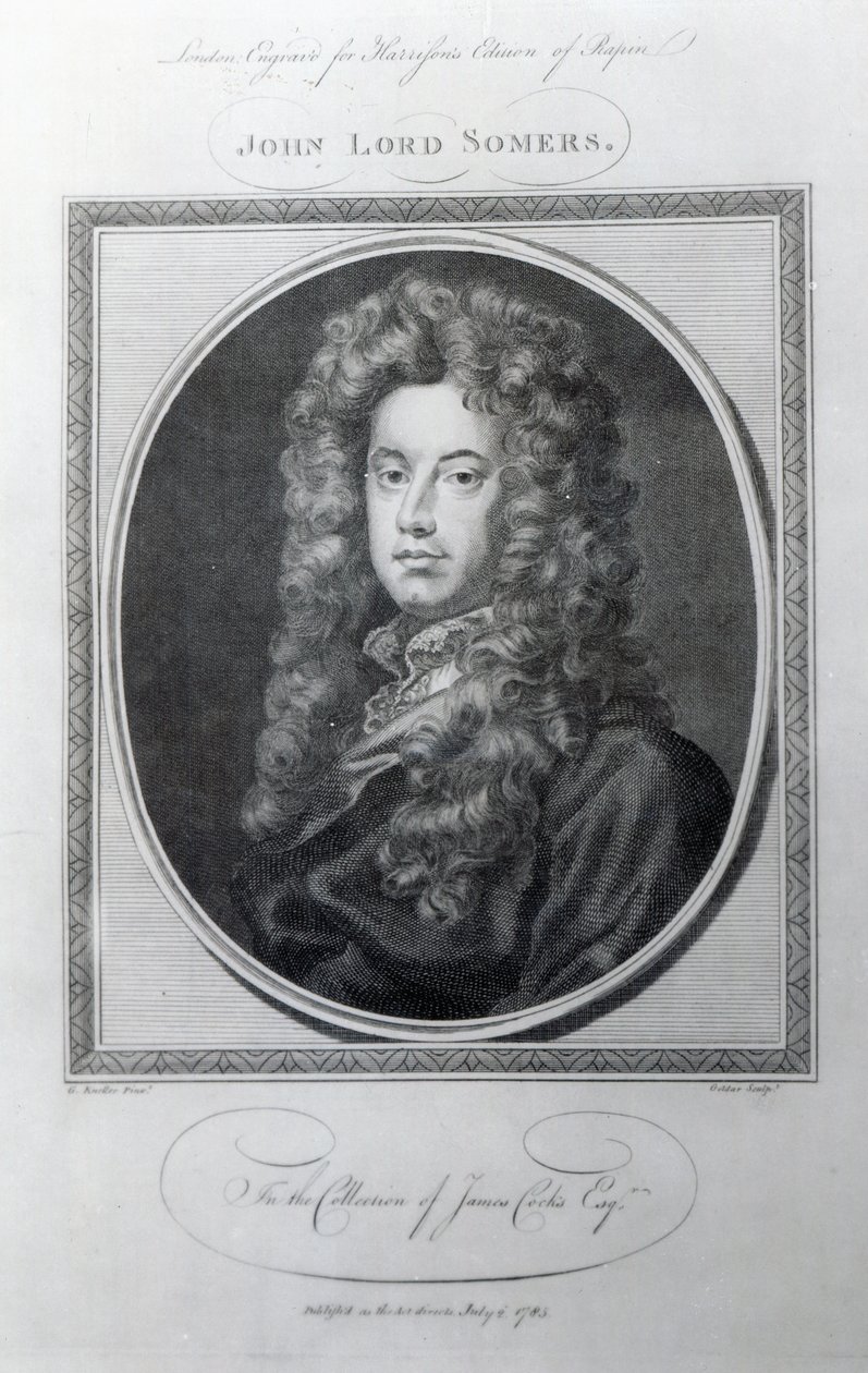 John, Lord Somers, vyryl John Golder, 1785 od Godfrey Kneller