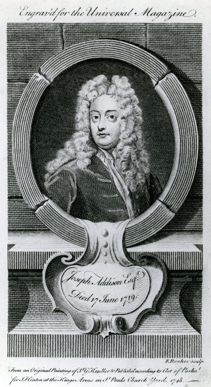 Joseph Addison, Esquire (1672-1719) Ilustrace pro Universal Magazine, 1748 od Godfrey Kneller