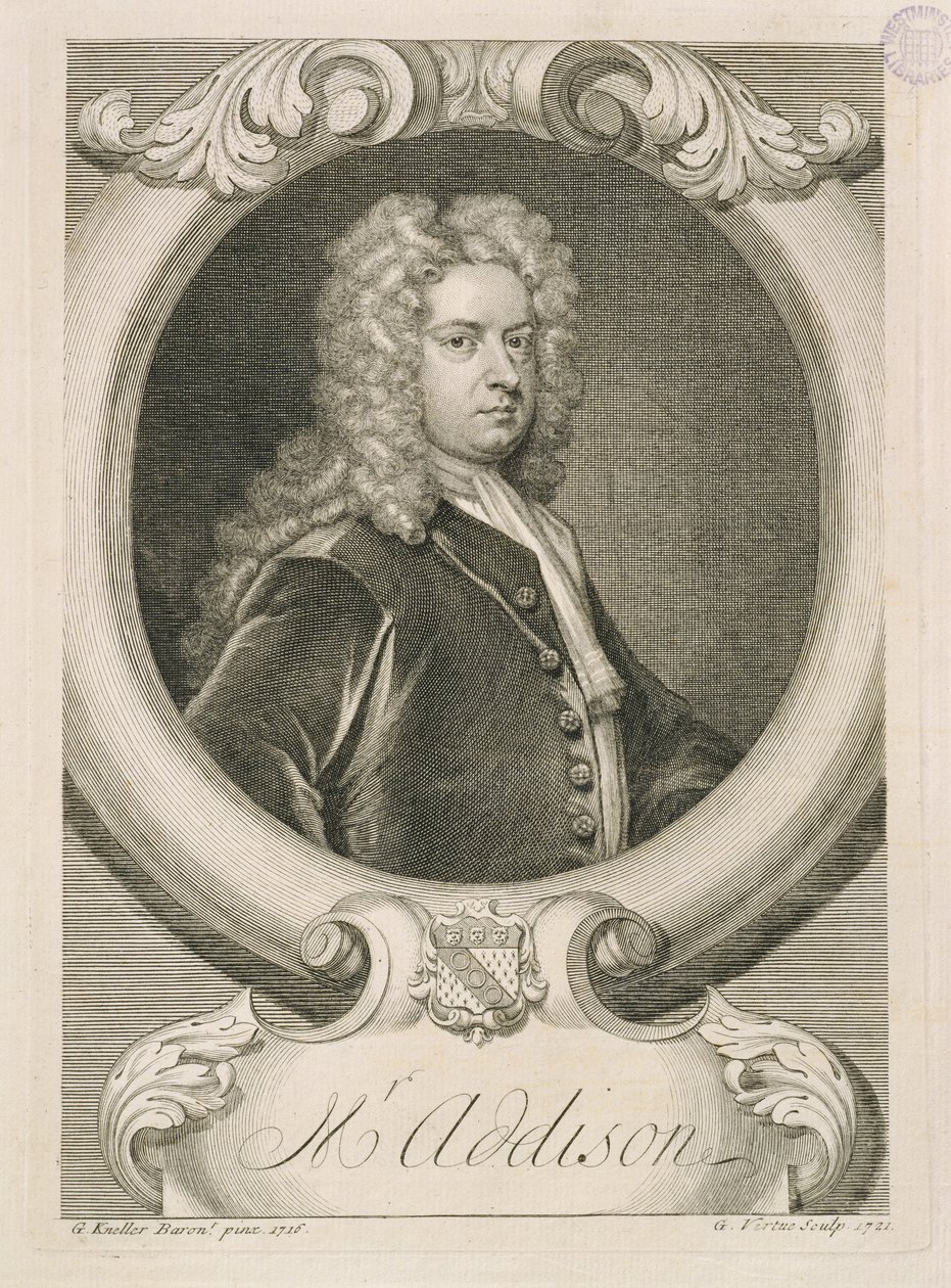 Pan Addison, vyryl George Vertue (1684-1756), 1721 od Godfrey Kneller