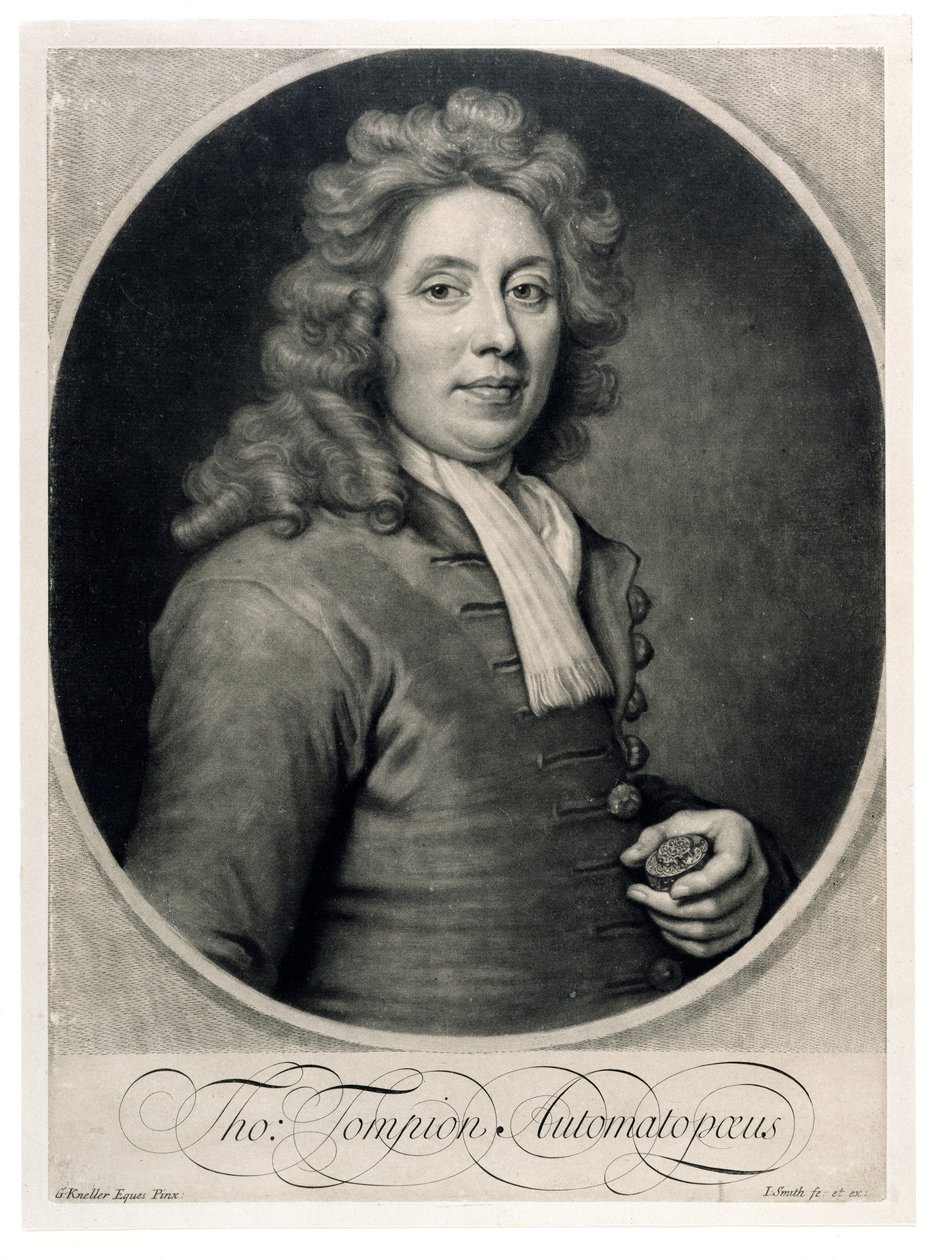 Portrét Thomase Tompiona (1639-1713) vyrytý Johnem Smithem (mezzotinta) od Godfrey Kneller