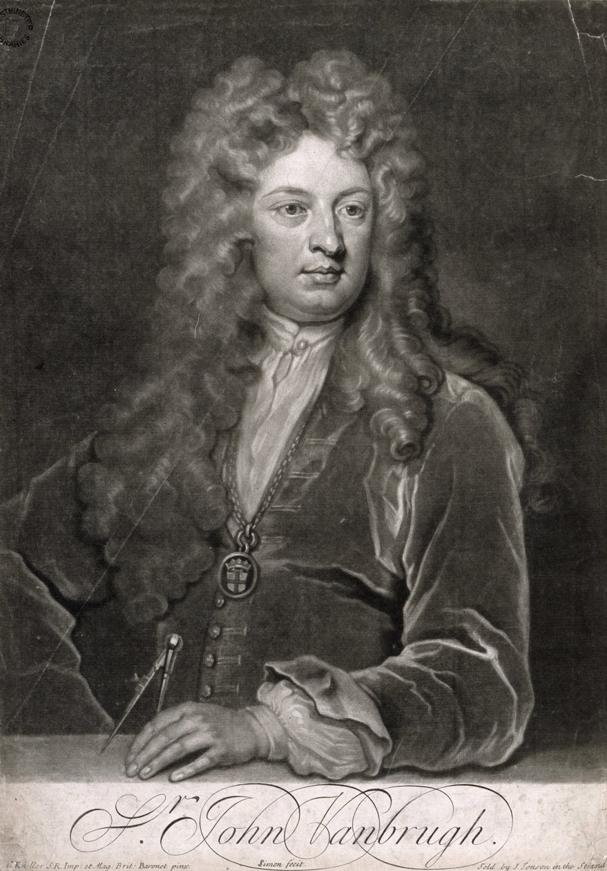 Sir John Vanbrugh (1664-1726), rytý John Simon (c.1675-1751) od Godfrey Kneller