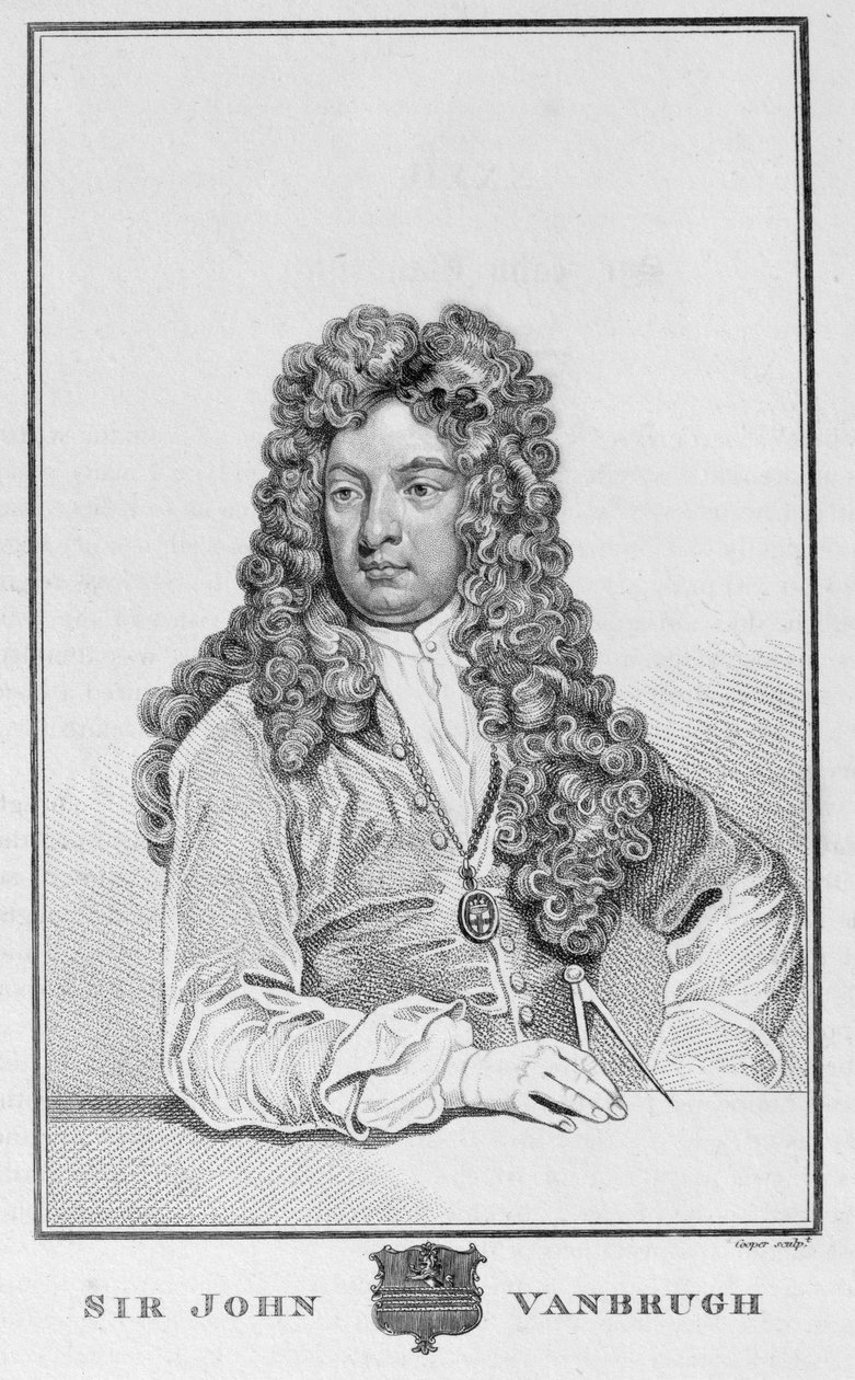 Sir John Vanbrugh (1664-1726), vyryl Richard Cooper od Godfrey Kneller