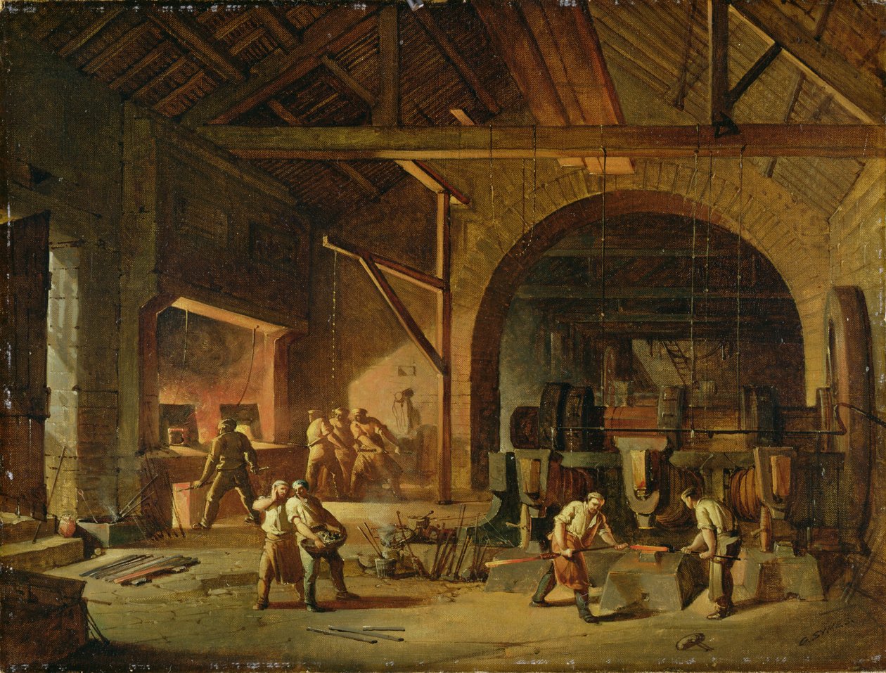 Interiér železárny, 1850 od Godfrey Sykes