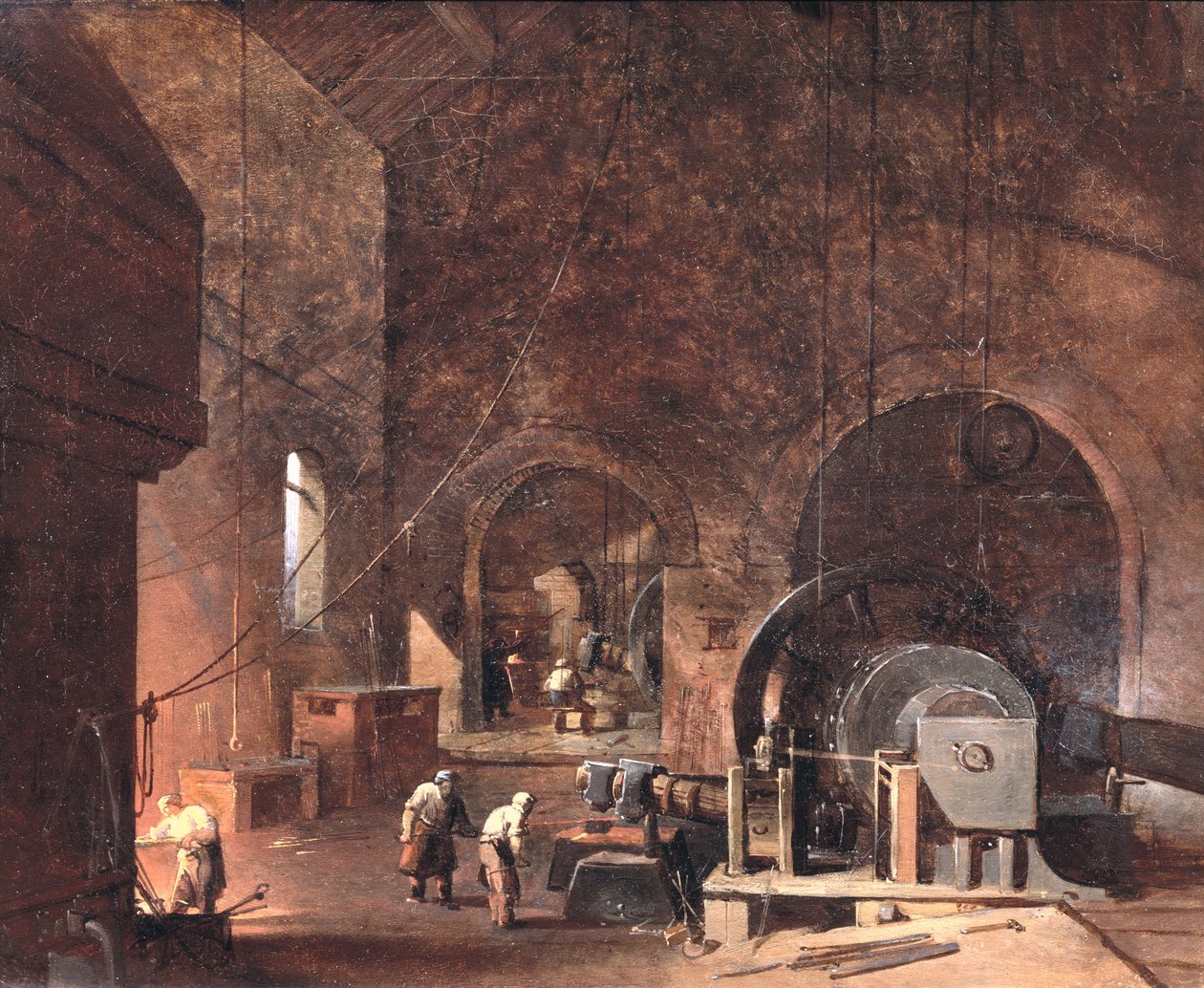Interiér železárny, c.1850-60 od Godfrey Sykes