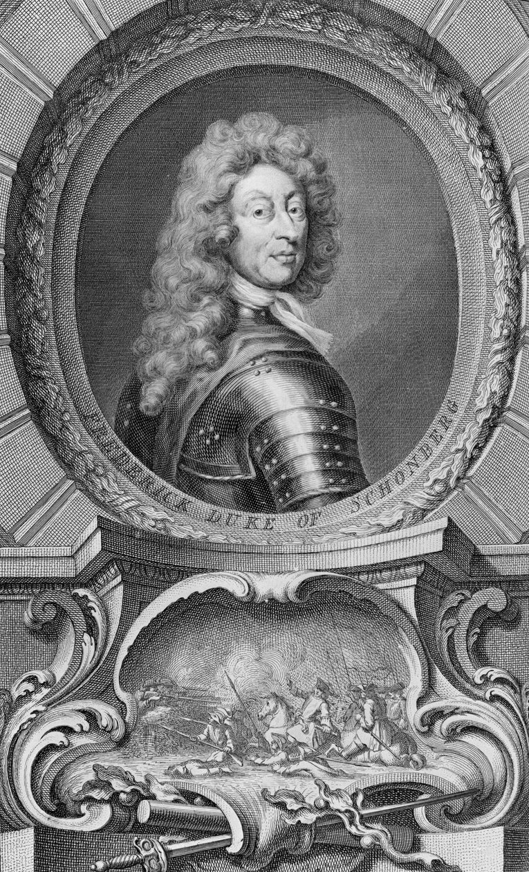 Frederick, vévoda ze Schombergu (1615-90) rytý Jacobus Houbraken (1698-1780) od Godfrey Kneller