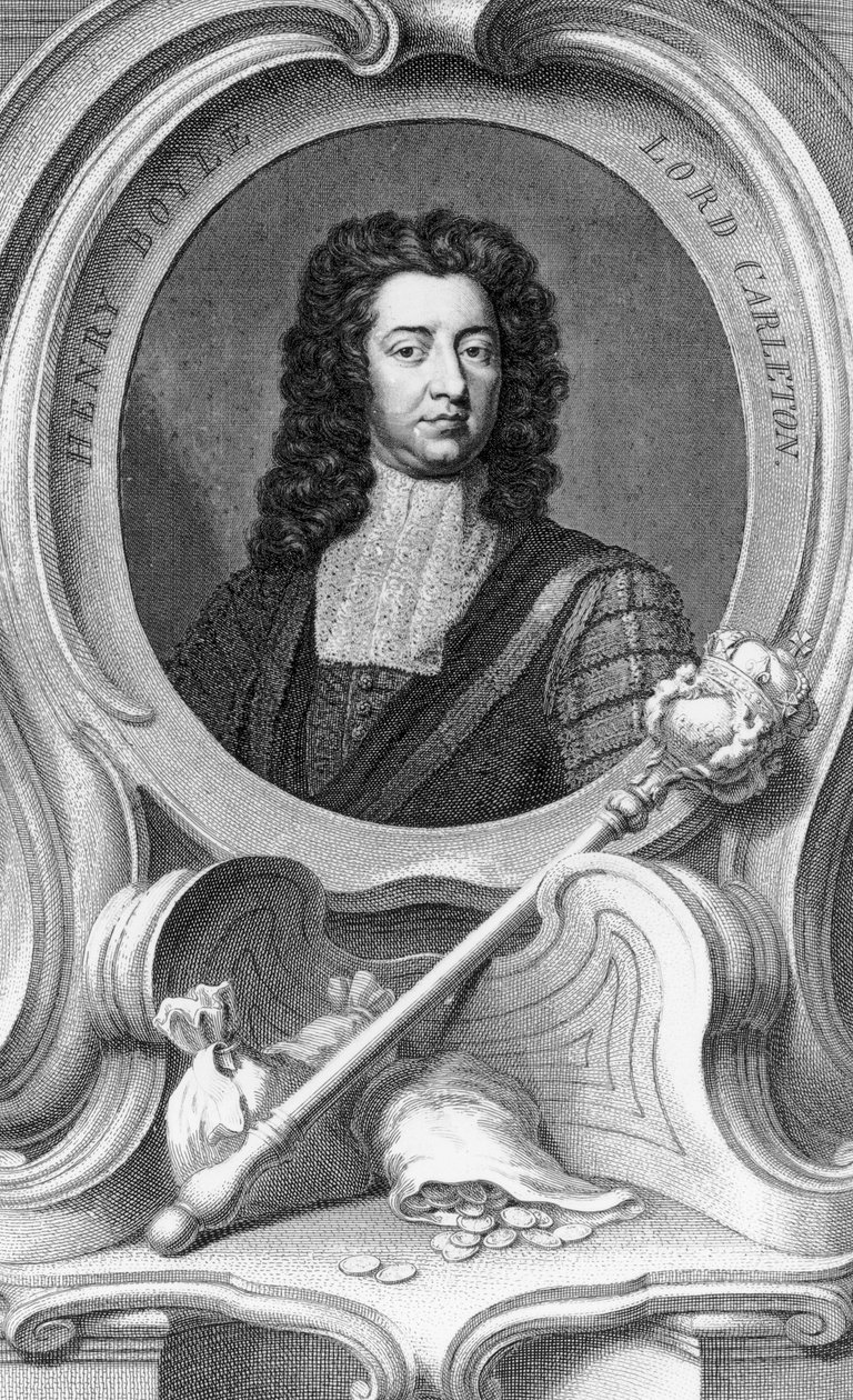 Henry Boyle, lord Carleton, vyryl Jacobus Houbraken, 1740 od Godfrey Kneller