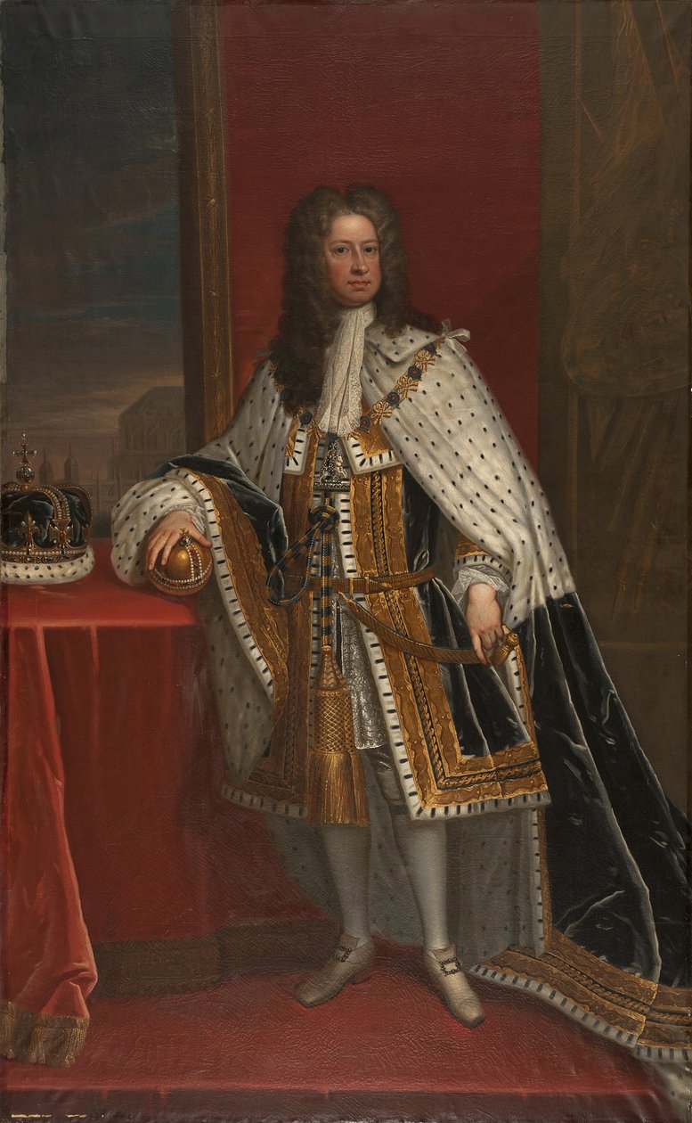 Le roi Georges I de Grande Bretagne (1660-1727) - Portrét George I. Velké Británie, Kneller, Sir Gotfrey (1646-1723). Olej na plátně. Rozměr: 239 x 148,5 cm. Národní muzeum Stockholm od Godfrey Kneller