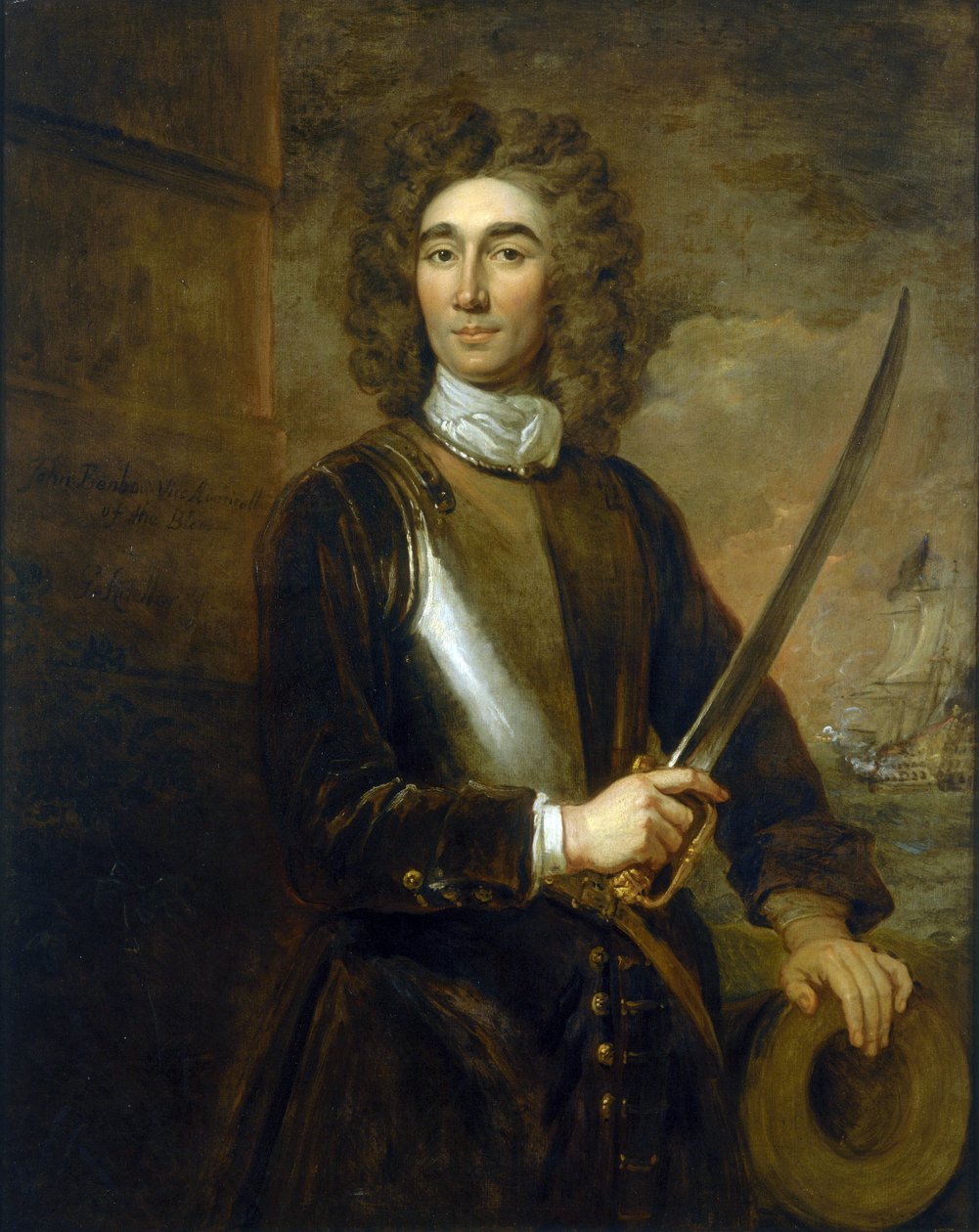 Portrét viceadmirála Johna Benbowa (1653-1702). Olej na plátně od Godfrey Kneller