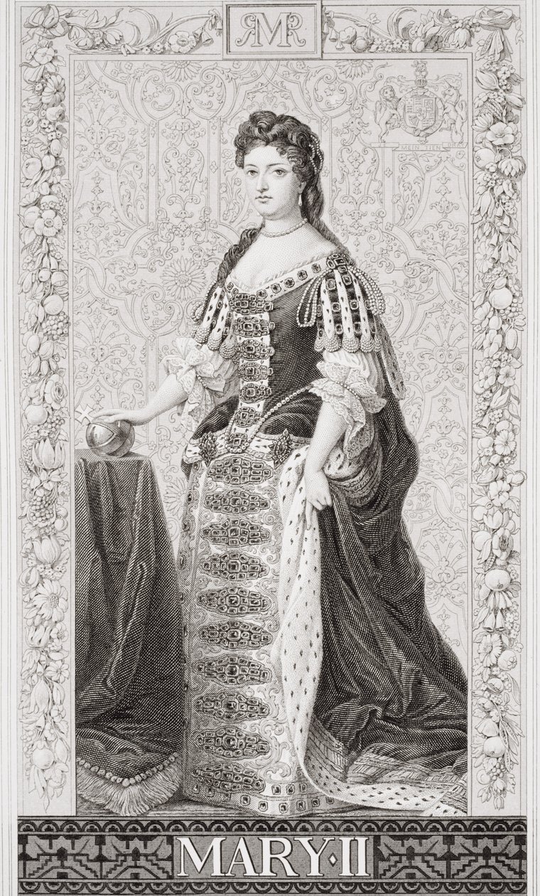 Queen Mary II (1662-94) z „Ilustrace anglické a skotské historie“ svazek II od Godfrey Kneller