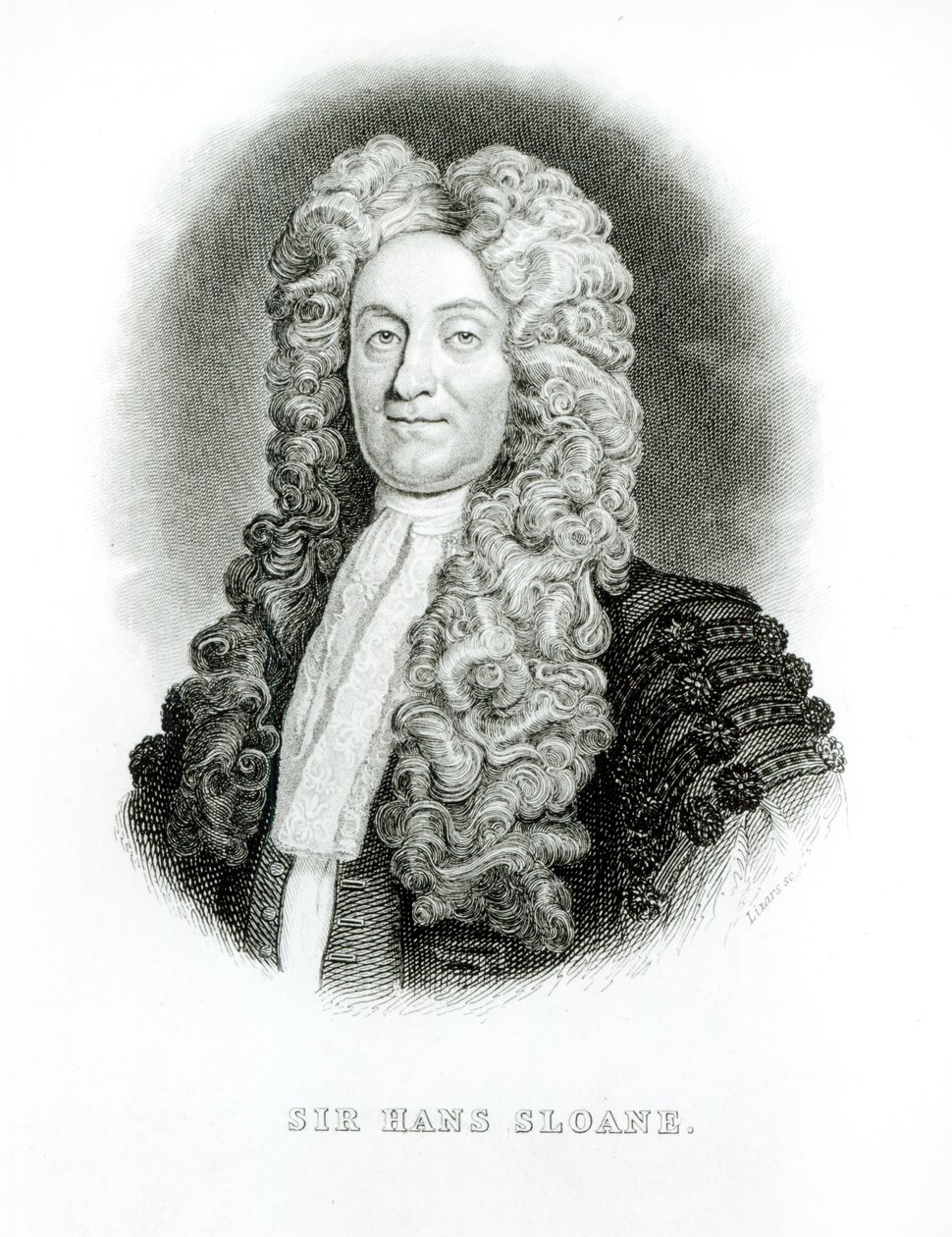 Sir Hans Sloane (1660-1753) vyrytý Williamem Home Lizarsem (1788-1859) pro Sloaneovy monografie v Jardine