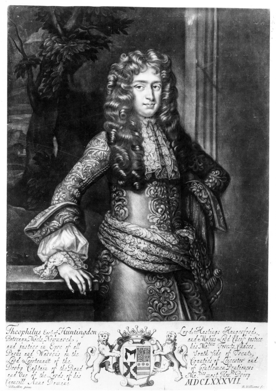 Theophilus Hastings, sedmý hrabě z Huntingdonu (mezzotinta) od Godfrey Kneller