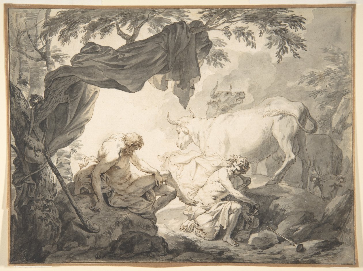 Ilustrace metamorfóz Ovidia, Jupitera a Io, maskované jako bílá jalovice od Godfried Maes