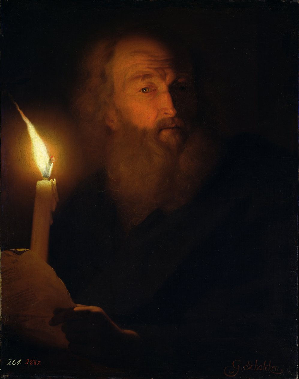 Muž se svíčkou (efekt umělého světla) od Godfried Schalcken