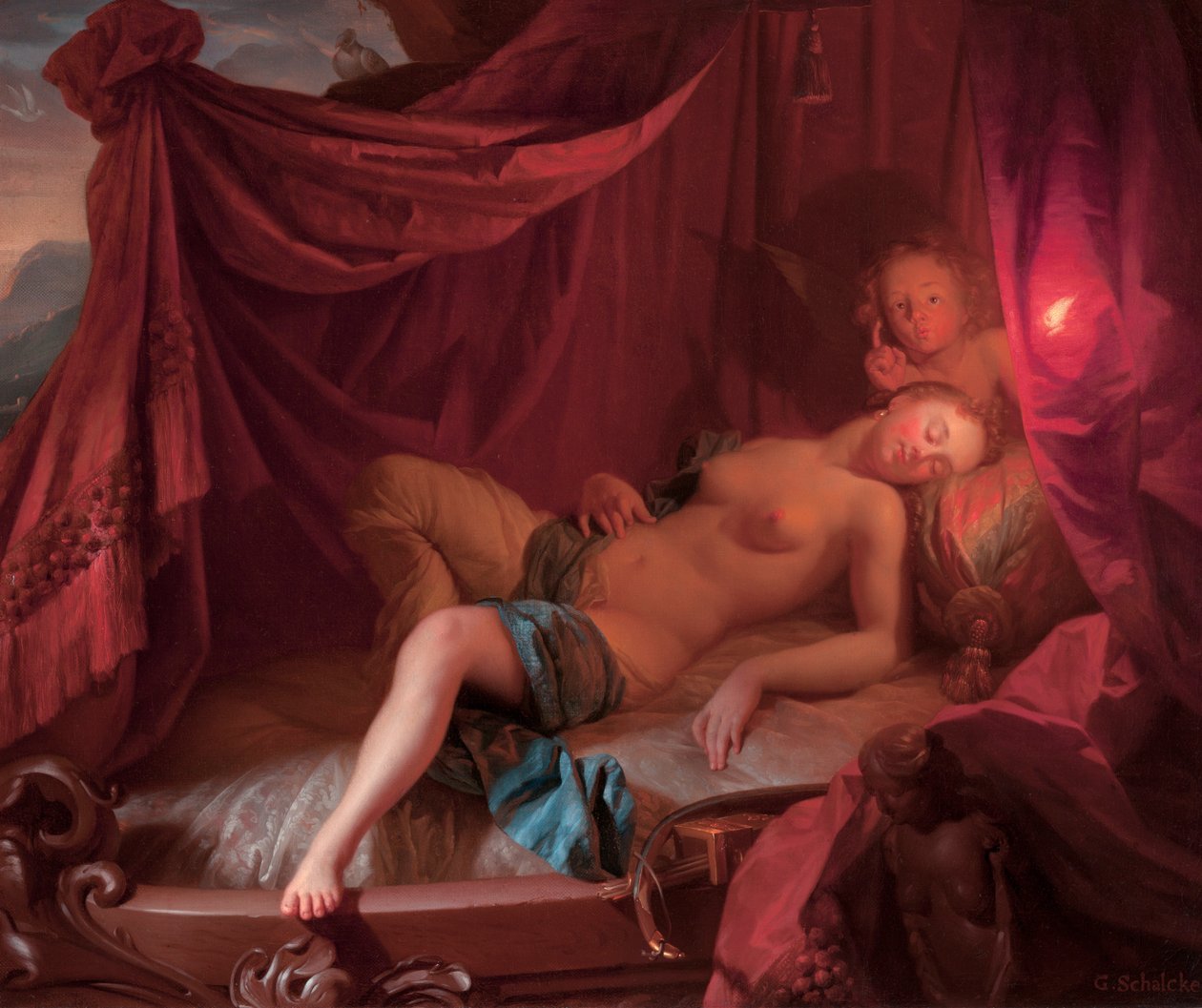 Spící Venuše a Amor od Godfried Schalcken