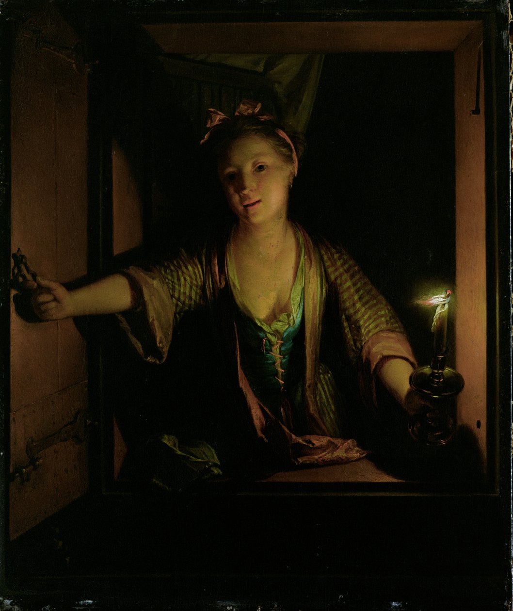 Dívka u okna (olej na desce) od Godfried Schalcken