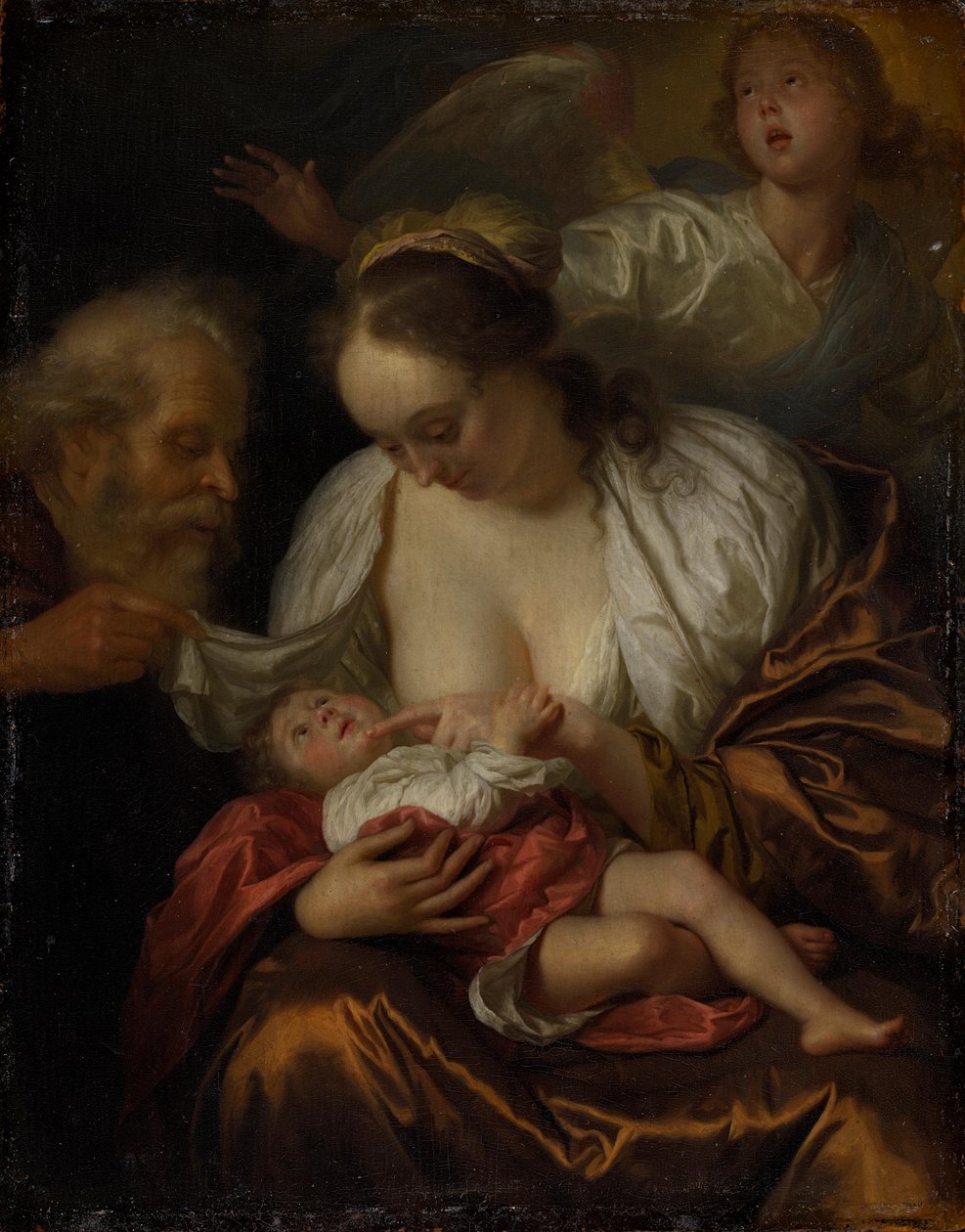 Svatá rodina s andělem od Godfried Schalcken