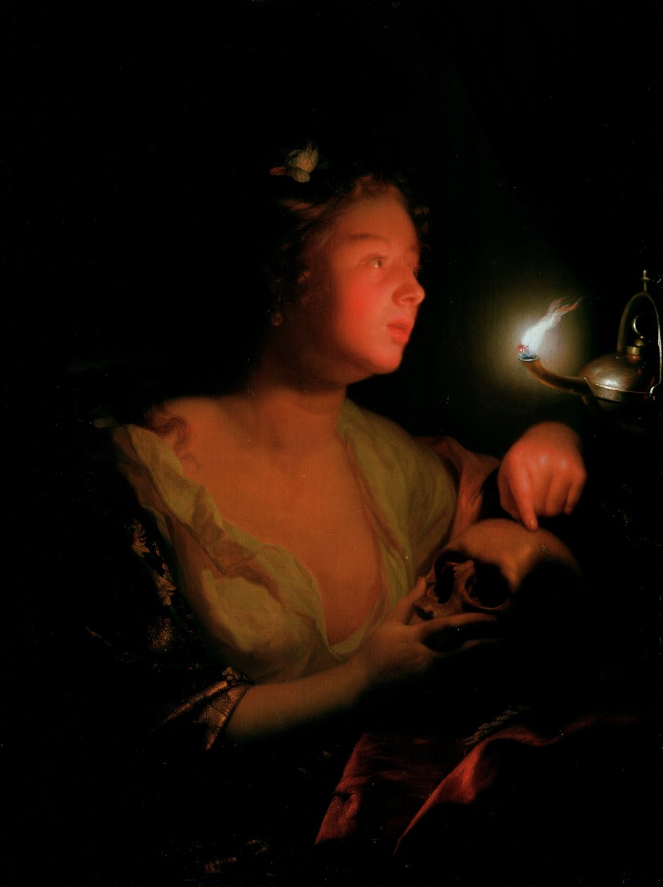 Marie Magdalena Truchlící (olej na dubovém panelu) od Godfried Schalcken