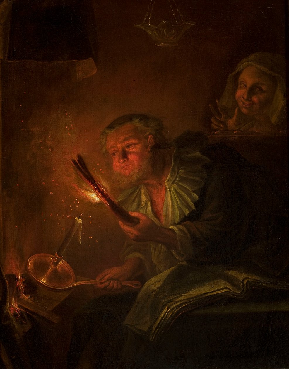 Muž s pochodní od Godfried Schalcken