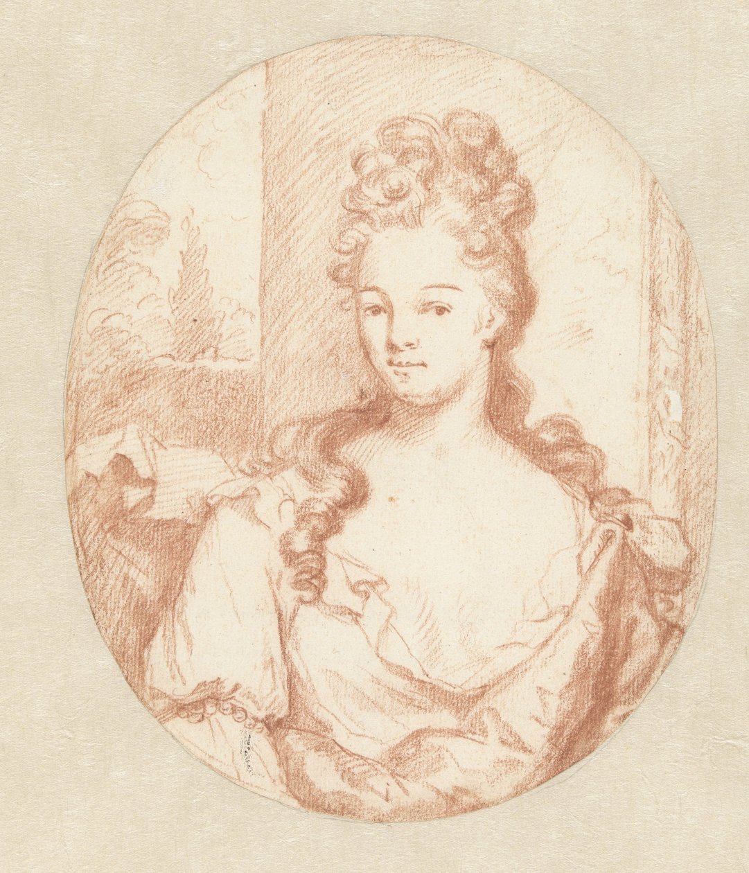 Portrét neznámé mladé ženy, ovál od Godfried Schalcken