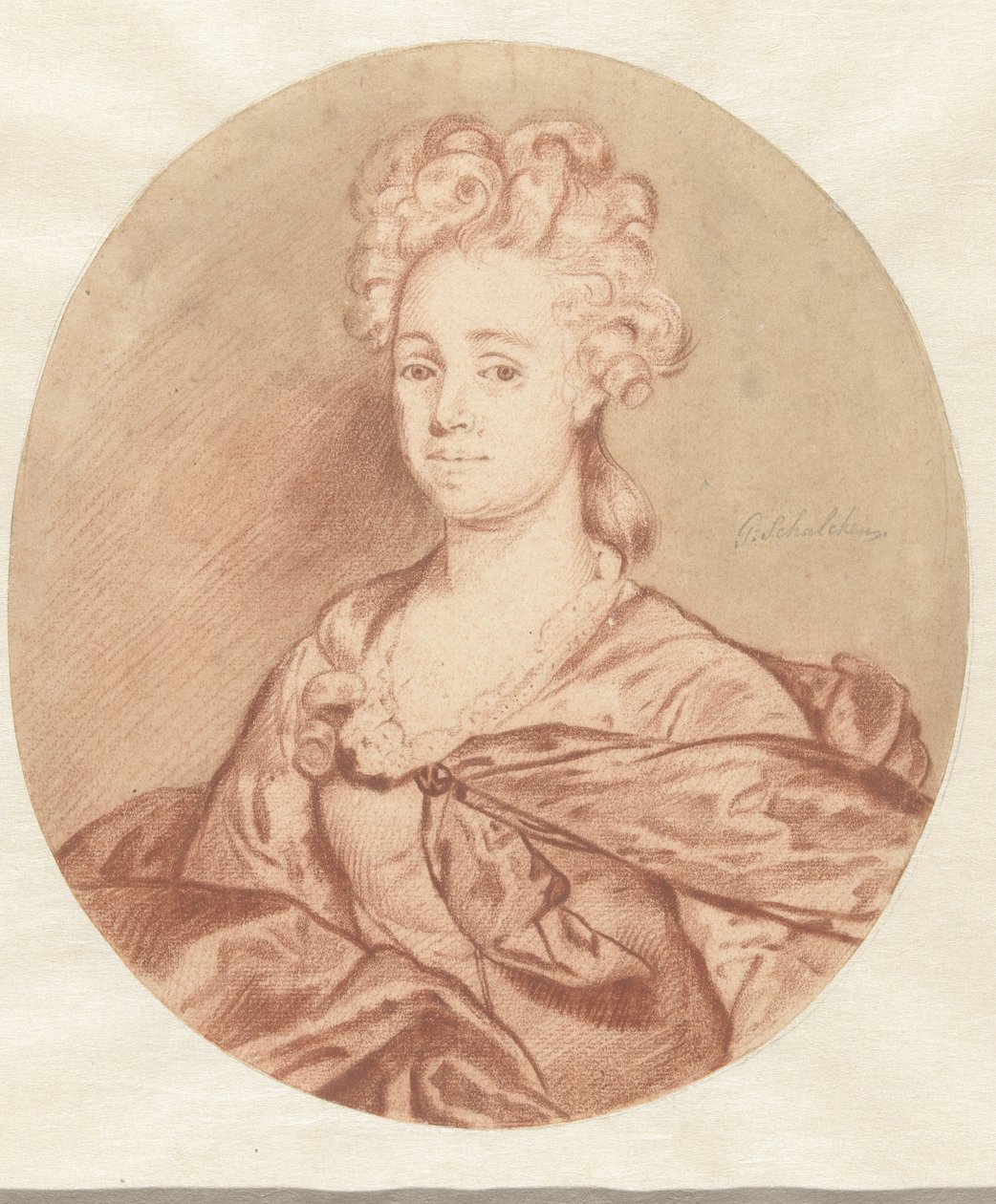 Portrét neznámé ženy v oválu od Godfried Schalcken