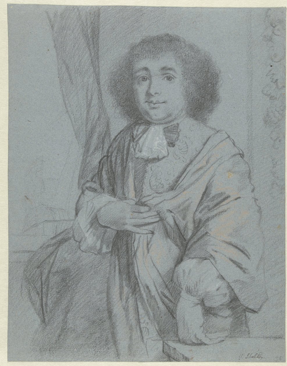 Portrét stojícího gentlemana Kniha umění nebo studijní album od Caspara Netschera (název série) od Godfried Schalcken