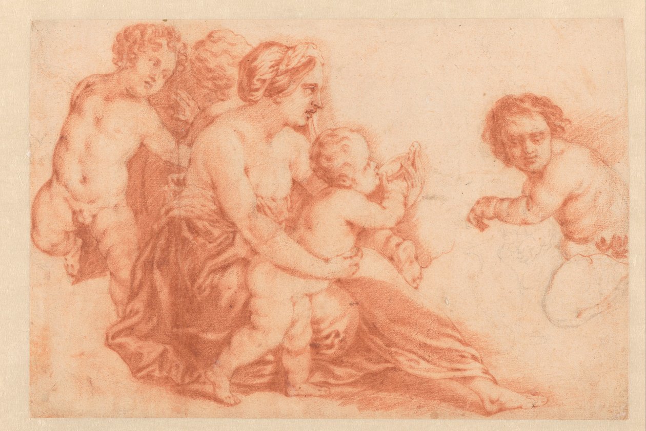 Žena s několika dětmi Kniha umění nebo studijní album od Caspara Netschera (název série) od Godfried Schalcken