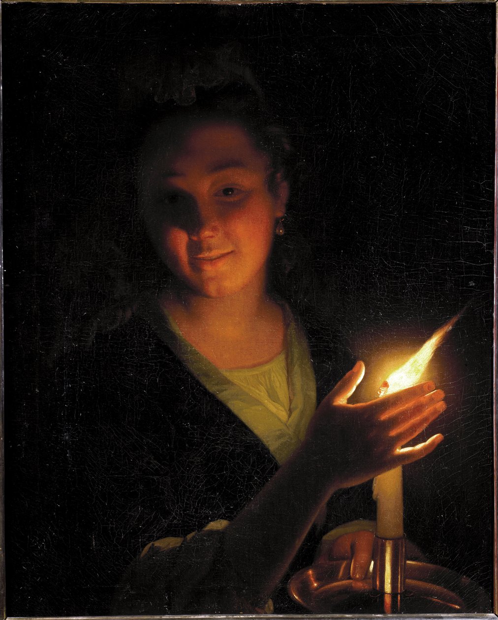 Žena se světlem (olej na plátně od Godfried Schalcken