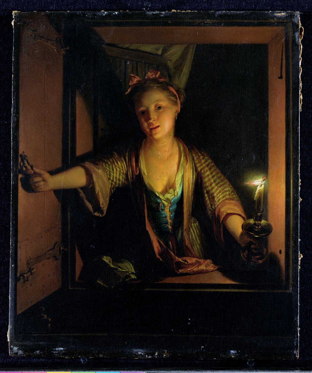 Dívka u okna (olej na desce) od Godfried Schalken or Schalcken