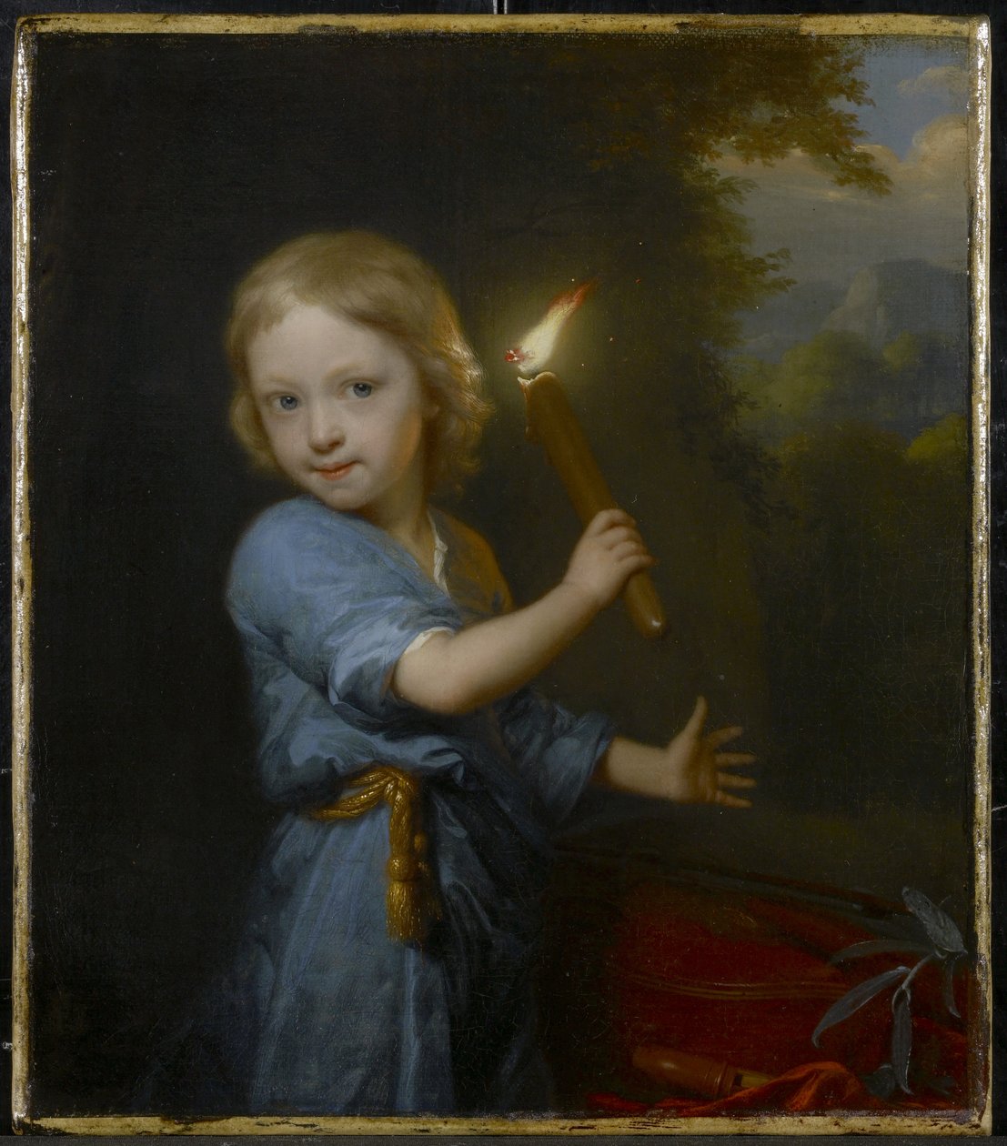 Chlapec drží pochodeň, 1692 od Godfried Schalcken