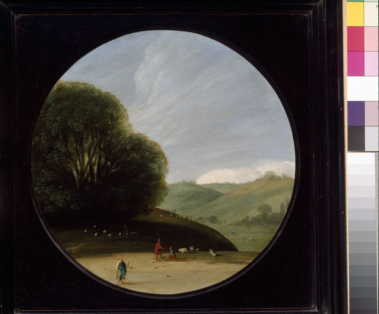 Krajina s pasteveckými postavami, c. 1615 - 1638 (olej na mědi) od Goffredo Wals