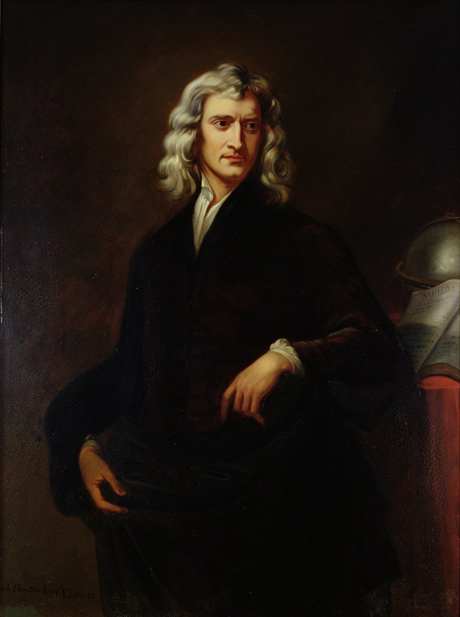 Portrét sira Isaaca Newtona (1642-1727) podle originálního obrazu sira Godfreyho Knellera (1646-1723) 1847 od Goldschmit