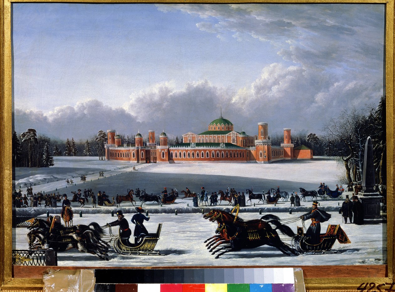 Závod na saních v parku Petrovsky v Moskvě (Rusko) (závod na saních v parku Petrovsky v Moskvě). Malba A.A. Golitsyna (polovina 19. století), olej na plátně od Golitsyn Golitsyn