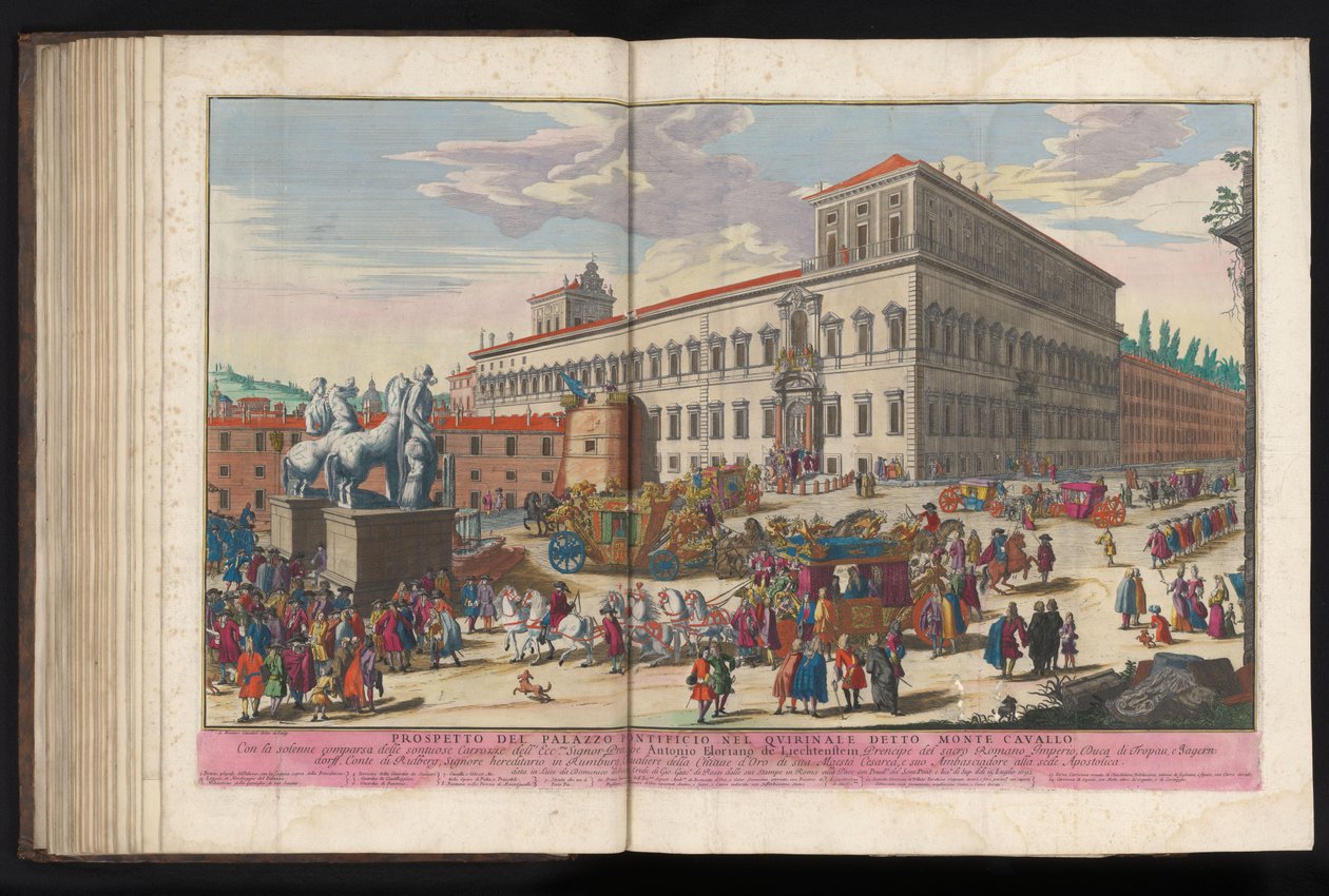 Piazza del Quirinale te Rome Prospekt papežského paláce v Quirinale známý jako Monte Cavallo (název na předmětu) od Gommarus Wouters