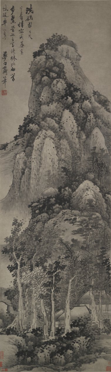 A Lofty Pavilion, Hanging Scroll, c.1683 (inkoust na papíře) od Gong Xian
