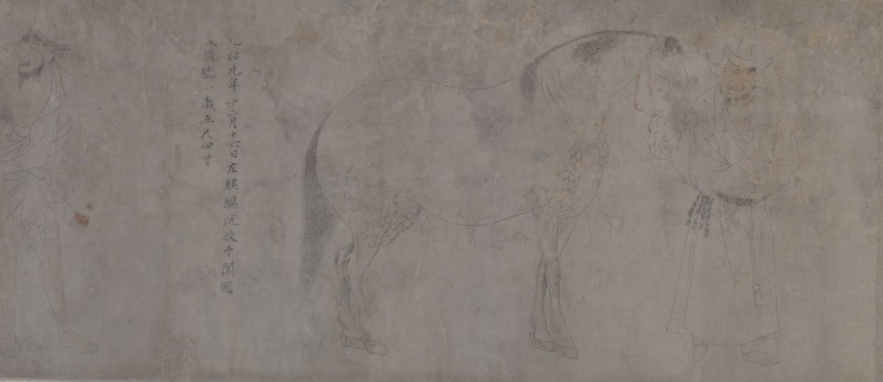 Detail Five Tribute Horses (inkoust a barva na papíře) od Gonglin Li