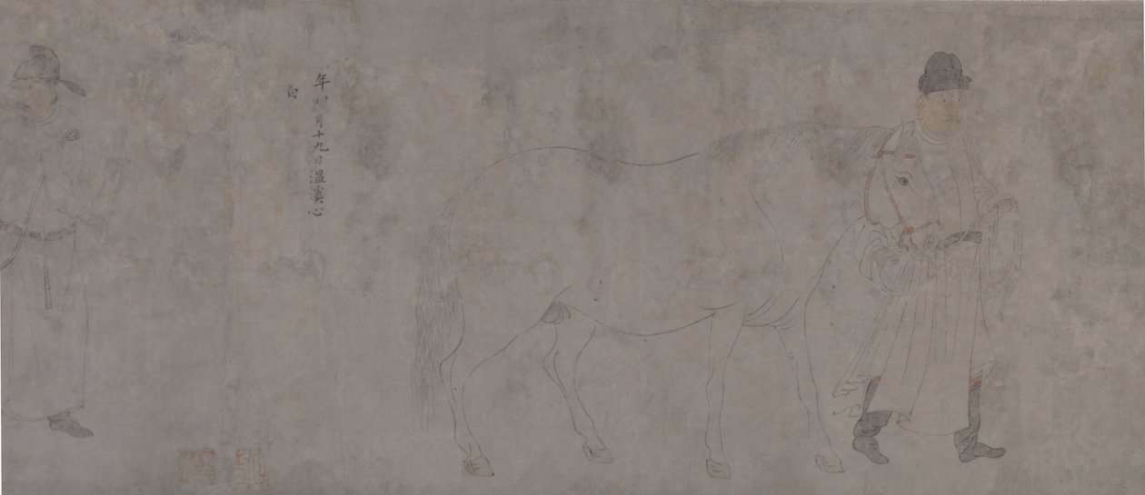 Detail Five Tribute Horses (inkoust a barva na papíře) od Gonglin Li